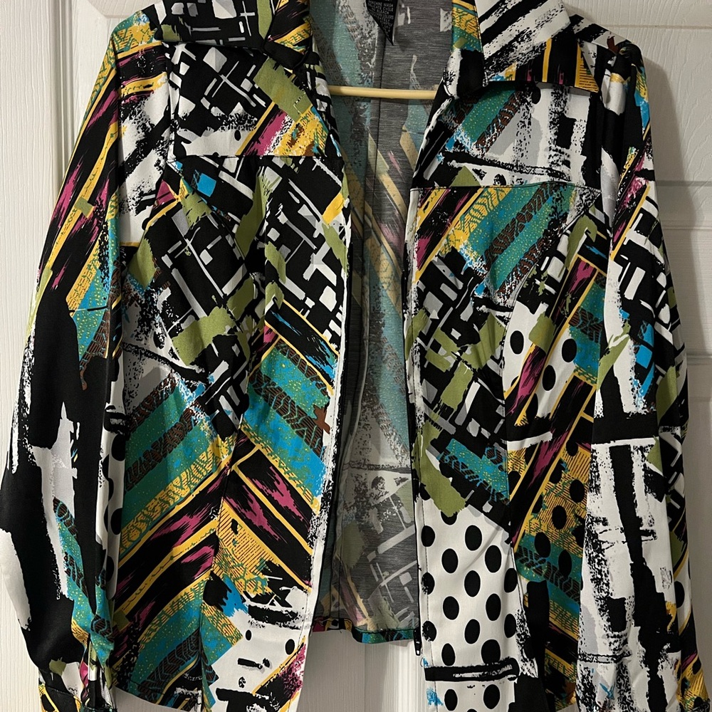 *VINTAGE* Mishca Vibrant Abstract Women's Blouse M